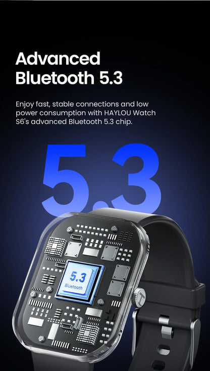 HAYLOU Watch S6 Smartwatch — 2.01" HD Display, Bluetooth Voice Calls, IP68 Waterproof Fitness Tracker