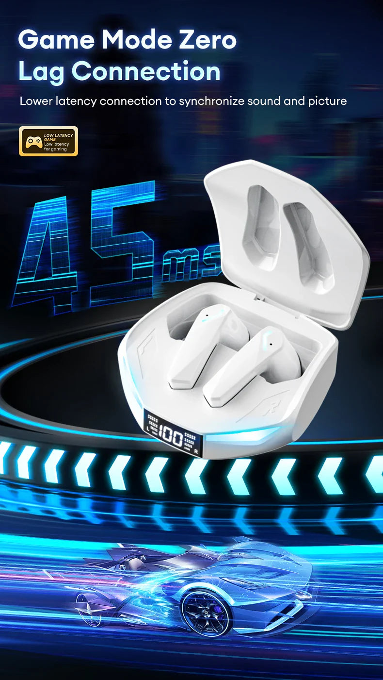 Lenovo GM2 PRO MAX Wireless Earbuds – Bluetooth 5.4, LED Display, Waterproof, Low Latency Gaming Headset