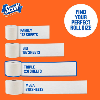 ComfortPlus 1-Ply Bath Toilet Paper - 12 Triple Rolls, 231 Sheets per Roll, Rapid-Dissolving Septic-Safe Bathroom Tissue