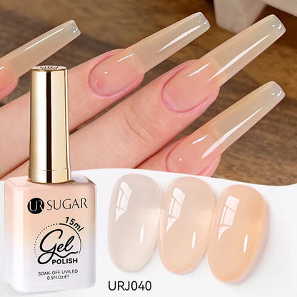 UR SUGAR 15ml Jelly Milky White Gel Polish – Translucent UV Soak Off Nail Art Varnish Semi-Permanent Fashion Nail Color