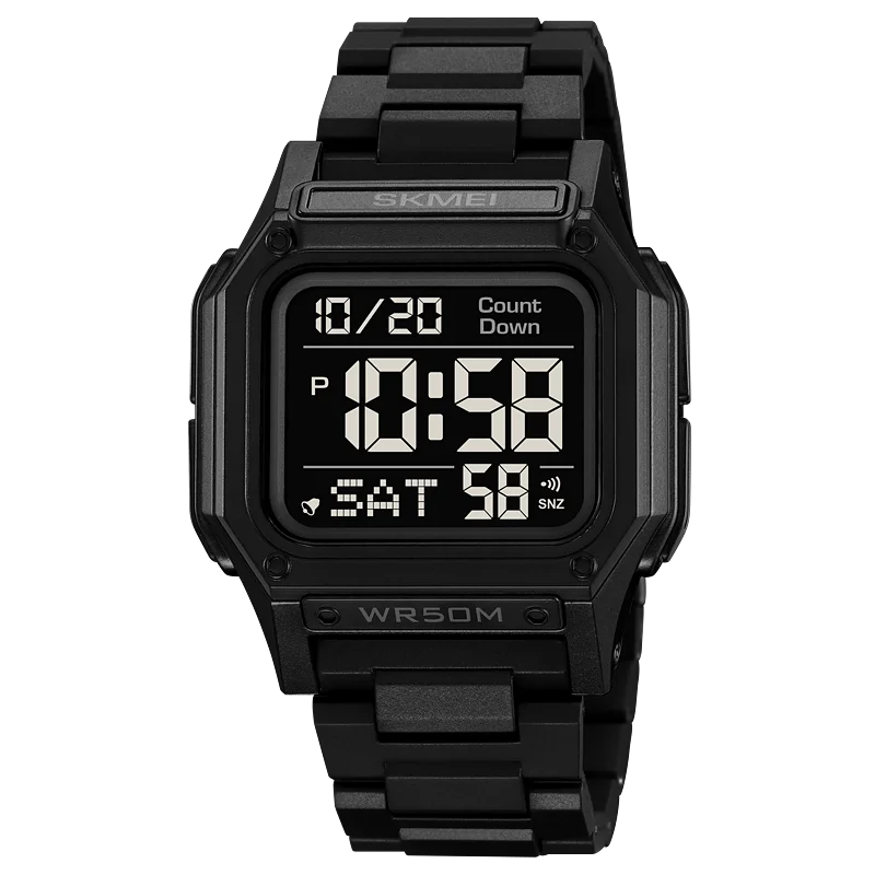 SKMEI Men’s Waterproof Sport Watch – Digital Wristwatch with Countdown, Stopwatch & Dual Time Display