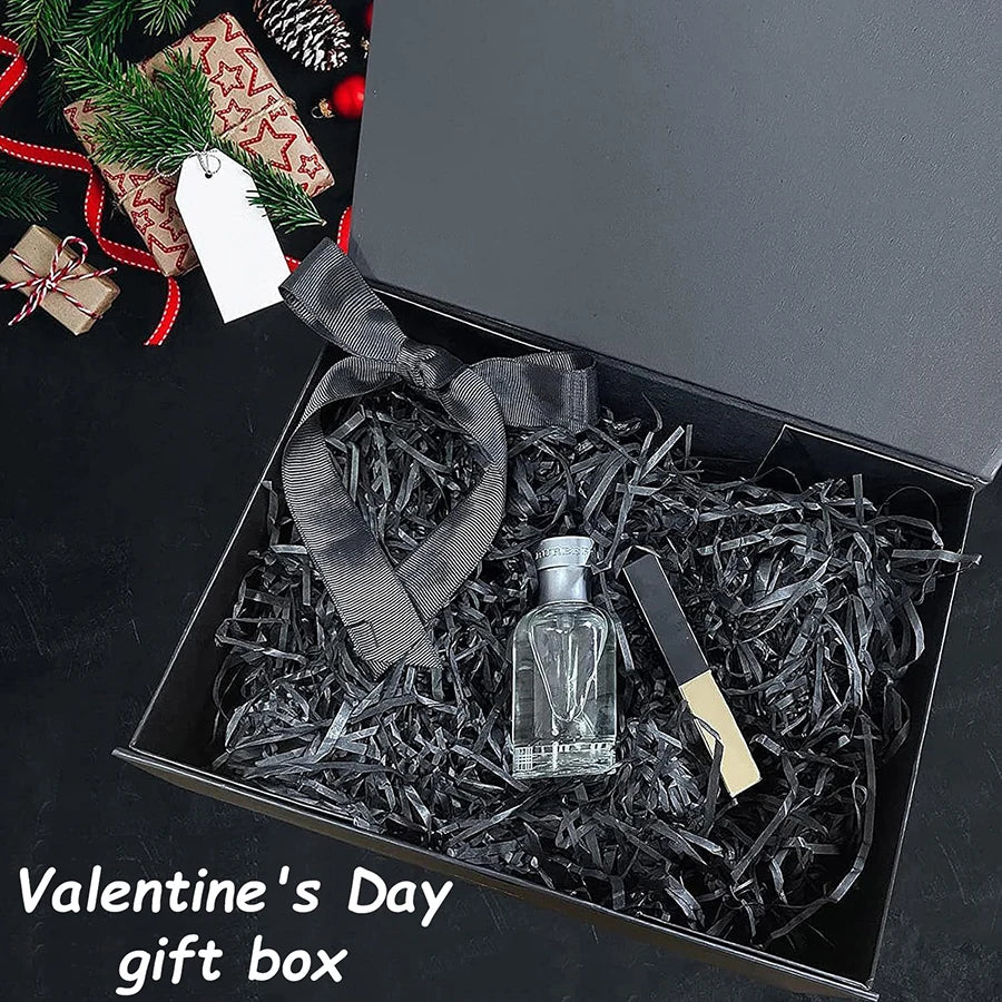 Luxury Magnetic Gift Box with Lid — 3 Sizes, Ribbon & Lafite Grass | Greeting Card & Valentine’s Day Packaging Box