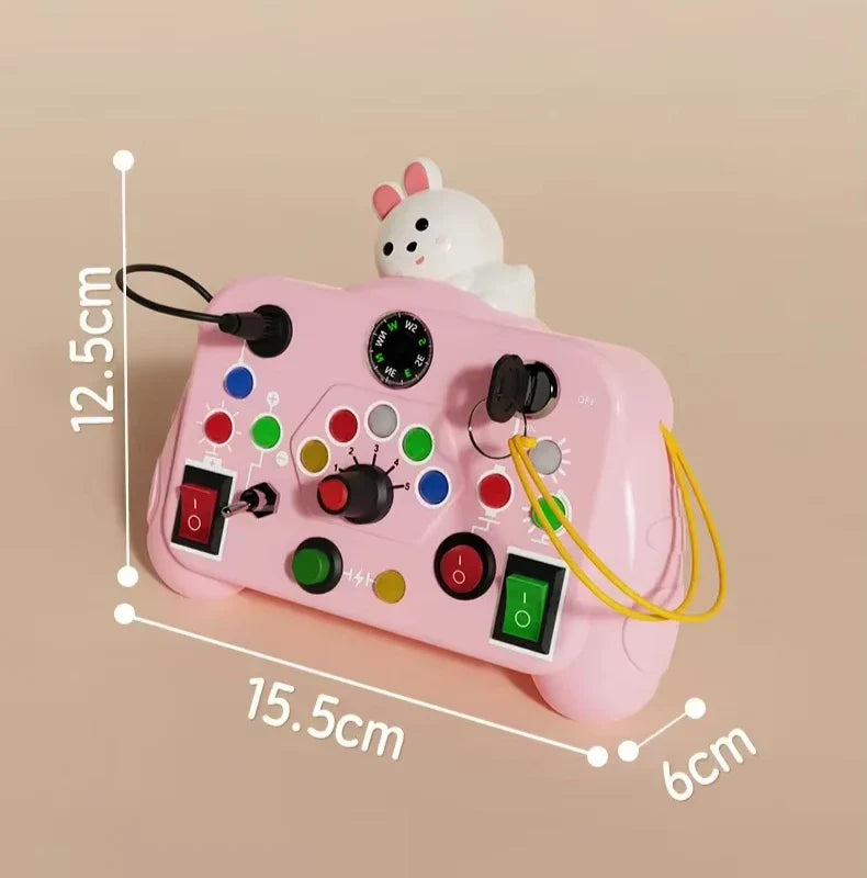 Montessori Busy Board Sensory Toy – LED Light & Switch Activity Game for Children Ages 2-4