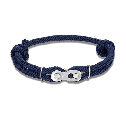MKENDN Men’s Punk Bicycle Chain Rope Bracelet — Adjustable Nautical / Mountain Bike Magic Buckle