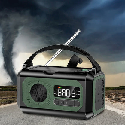 12000mAh AM/FM/NOAA Weather Radio – Solar Hand Crank Portable Emergency Radio with 2 Solar Panels, Reading Lamp for Camping