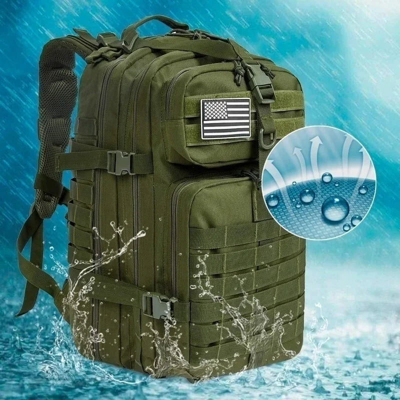 30L/50L Waterproof Nylon Backpack – 1000D Tactical Outdoor Bag for Camping, Hiking, Fishing & Hunting