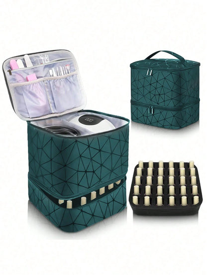 Women's Portable Double-Layer Nail Polish & Essential Oil Storage Bag – Multi-Function Organizer for Travel
