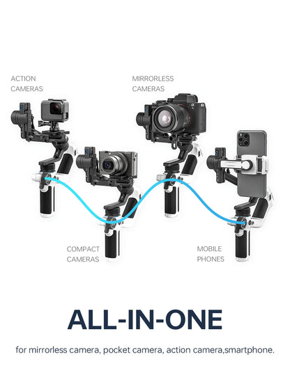 FeiyuTech SCORP Mini 2 Kit - 3-Axis Handheld Gimbal for Mirrorless Camera, Action Cam, Smartphone with AI Tracker, 1.2kg Load Capacity