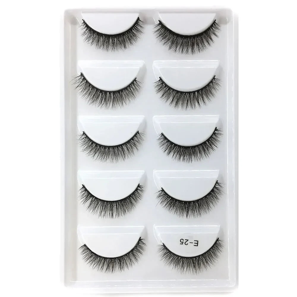 5 Pairs 3D Real Mink False Eyelashes – Soft Natural Look Eyelash Extensions for Makeup & Daily Wear