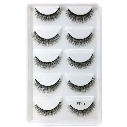 5 Pairs 3D Real Mink False Eyelashes – Soft Natural Look Eyelash Extensions for Makeup & Daily Wear