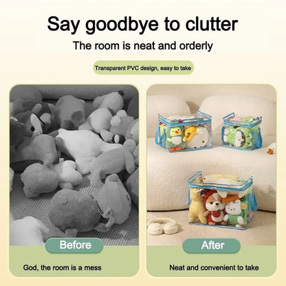 Large Capacity PVC Waterproof Toy Storage Box – Foldable Transparent Dustproof Home Organizer Bag