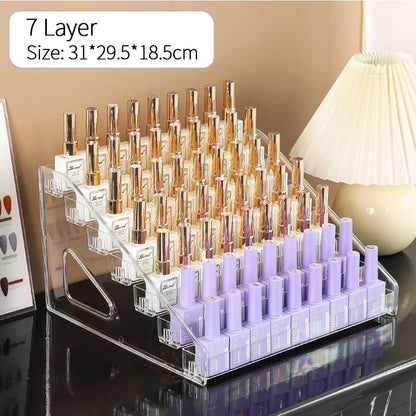 Multi-Layer Acrylic Nail Polish Display Rack – 3/4/5/6/7 Tier Transparent Organizer