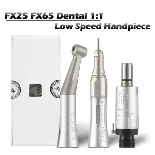 NSK FX25 FX65 1:1 Direct Drive Contra Angle — Low-Speed Dental Handpiece with Mini Head for Polishing