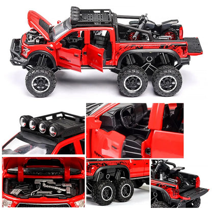1:24 Diecast F150 Raptor Pickup Truck — Metal Model Car with Sound & Light for Kids Age 3+, Blue