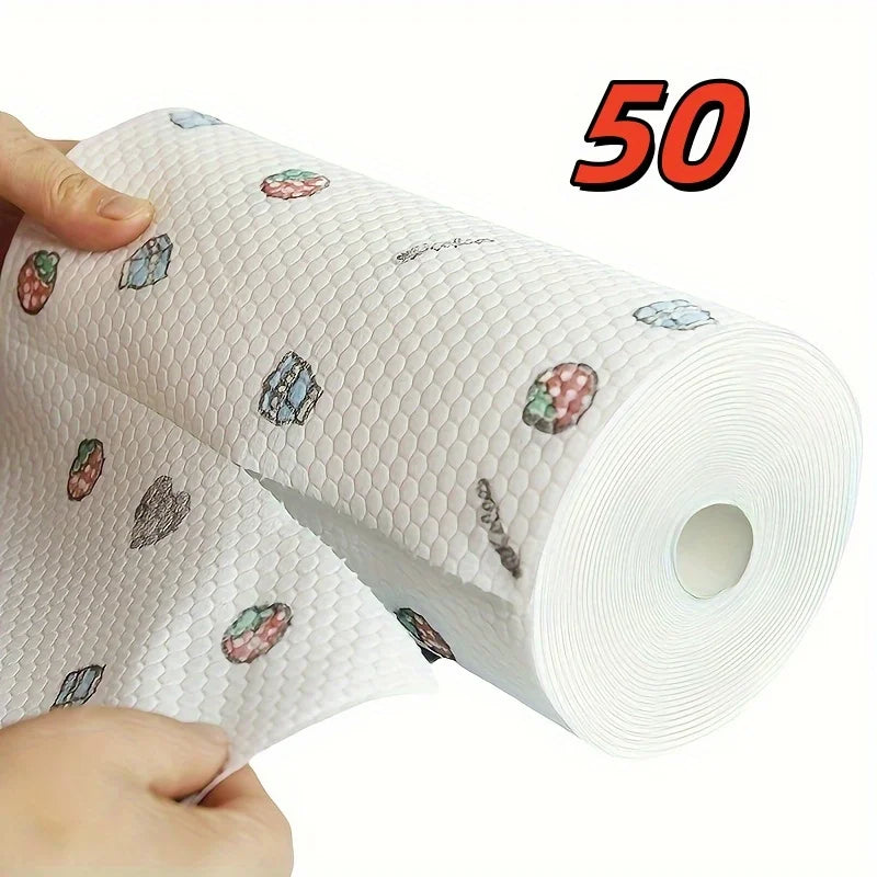 Absorbent Kitchen Dishcloth Roll - Thickened Dry & Wet Cleaning Cloth for Dishes and Sinks