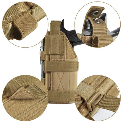 Outdoor Tactical Molle Gun Holster - Right Hand Belt Pistol Holder for Glock 17 19 1911 M9 and More