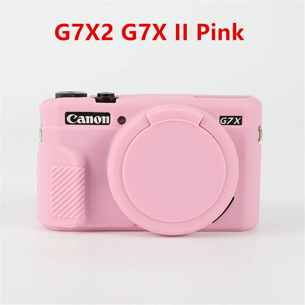 Canon G7X Mark II Silicone Camera Case - Soft Rubber Protective Skin Cover with Lens Protector for G7XII G7X2 G7X3 G7XIII