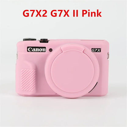 Canon G7X Mark II Silicone Camera Case - Soft Rubber Protective Skin Cover with Lens Protector for G7XII G7X2 G7X3 G7XIII