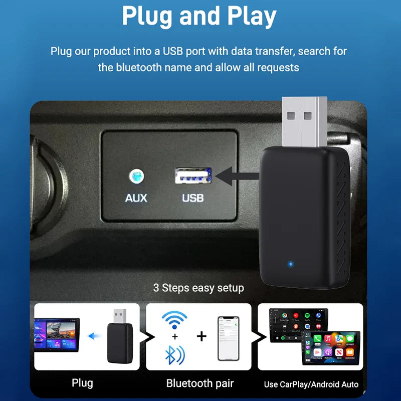 NEW 2-in-1 Mini Wireless CarPlay & Android Auto Adapter – Wired to Wireless Plug & Play for 99% OEM Cars