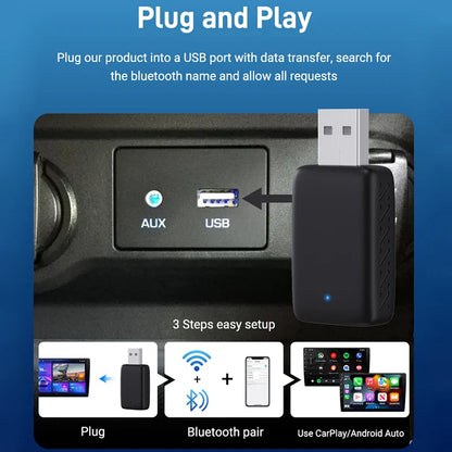NEW 2-in-1 Mini Wireless CarPlay & Android Auto Adapter – Wired to Wireless Plug & Play for 99% OEM Cars
