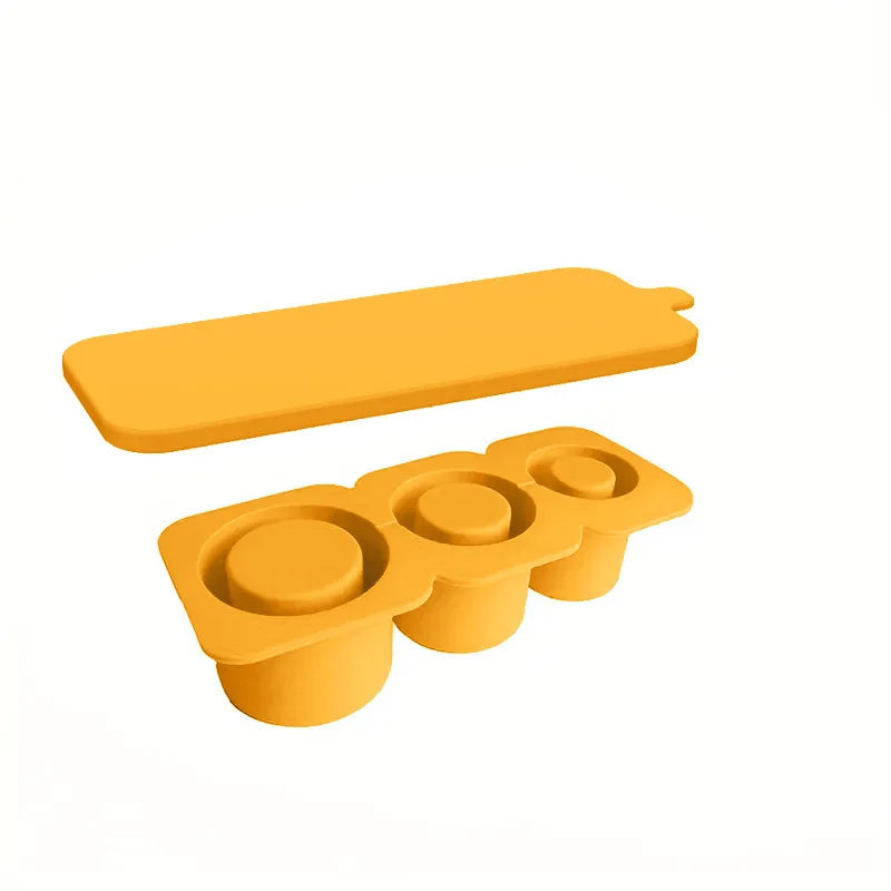 3-Grid Silicone Ice Cube Tray for Stanley 30/40 oz Tumbler – Reusable Cylinder Ice Mold with Lid for Juice, Coffee & Drinks Storage