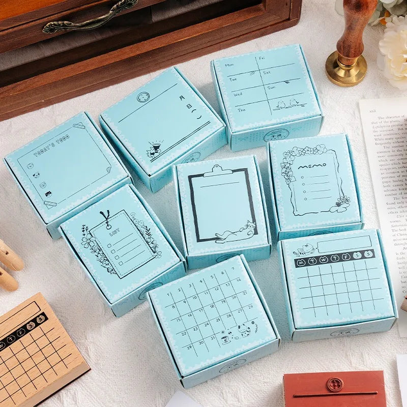 Cute Cat Wood Stamp Calendar – Daily & Monthly Planner Stamps for Journaling, Scrapbooking & DIY Crafts
