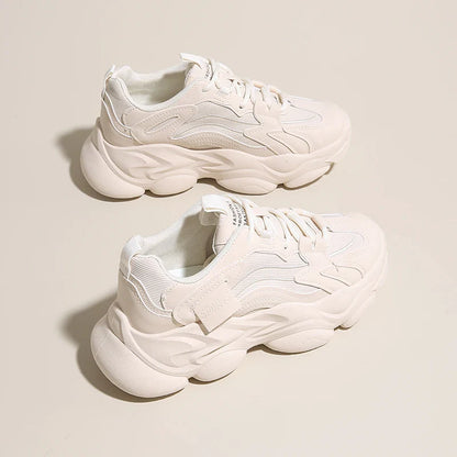 2025 Women’s Platform Chunky Sneakers – Mesh Leather Casual Sports Shoes, Lightweight Summer Fashion Walking Sneakers