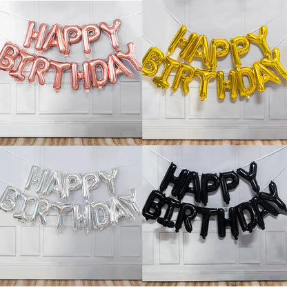 16-Inch Happy Birthday Foil Balloons Set – Pink & Blue Letter Balloons for Birthday Party Decoration