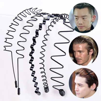5mm Width Metal Iron Headband - Unisex Black Wave Hair Head Hoop Band - Fashion Sport Hairband Accessories