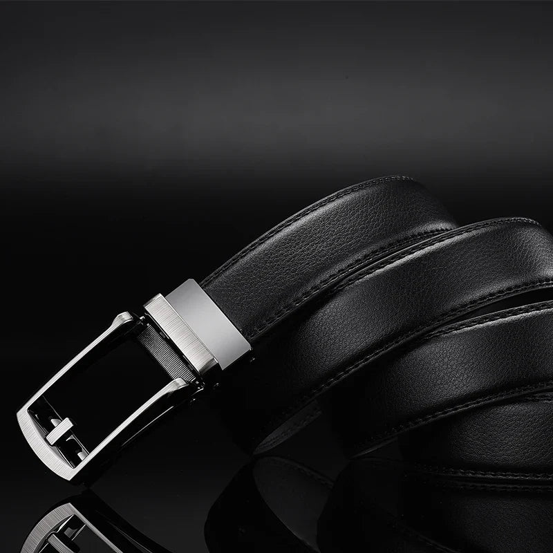 Men’s Top Quality Cowhide Leather Belt – Automatic Alloy Buckle Belt for Men