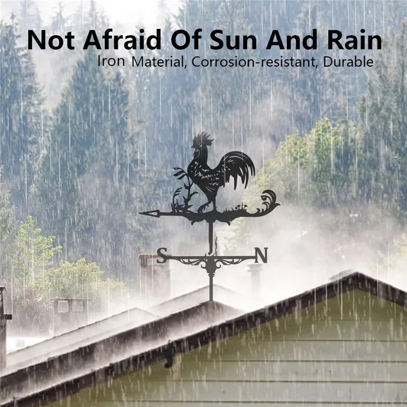 Stainless Steel Rooster Weathervane - Yard, Garden, Barn Ornament for Roofs, Collies Shed Kit Weather Vanes