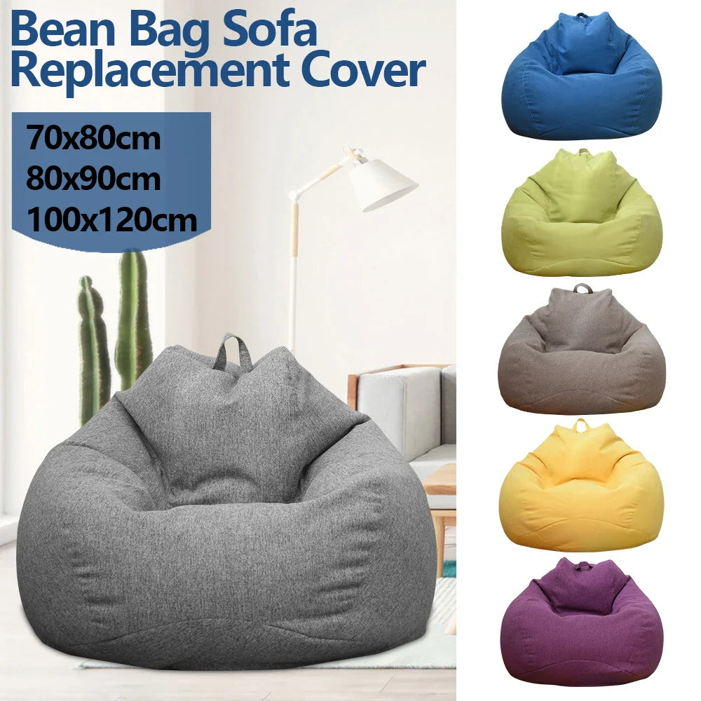 Large Lazy Bean Bag Sofa Cover – Comfortable Tatami Lounger Seat Cover for Living Room & Bedroom (No Filler)
