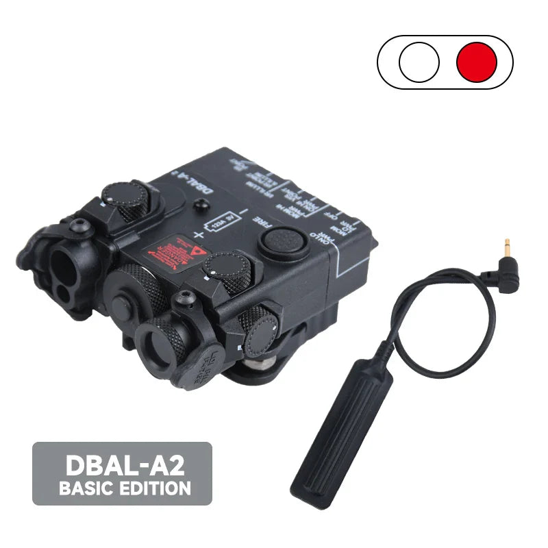 DBAL A2 Tactical Aiming Device – M300/M600 Flashlight, Red/Blue/Green Optics, 20mm Rail Mount Airsoft Accessory