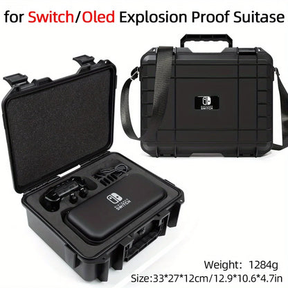 Explosion-Proof Hard EVA Suitcase for Nintendo Switch OLED - Waterproof Storage Bag with Shoulder Strap