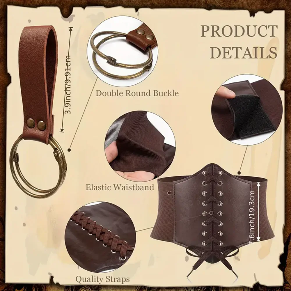 Medieval Steampunk Leather Waist Belt Pouch – Viking Knight Cosplay & Motorcycle Bag