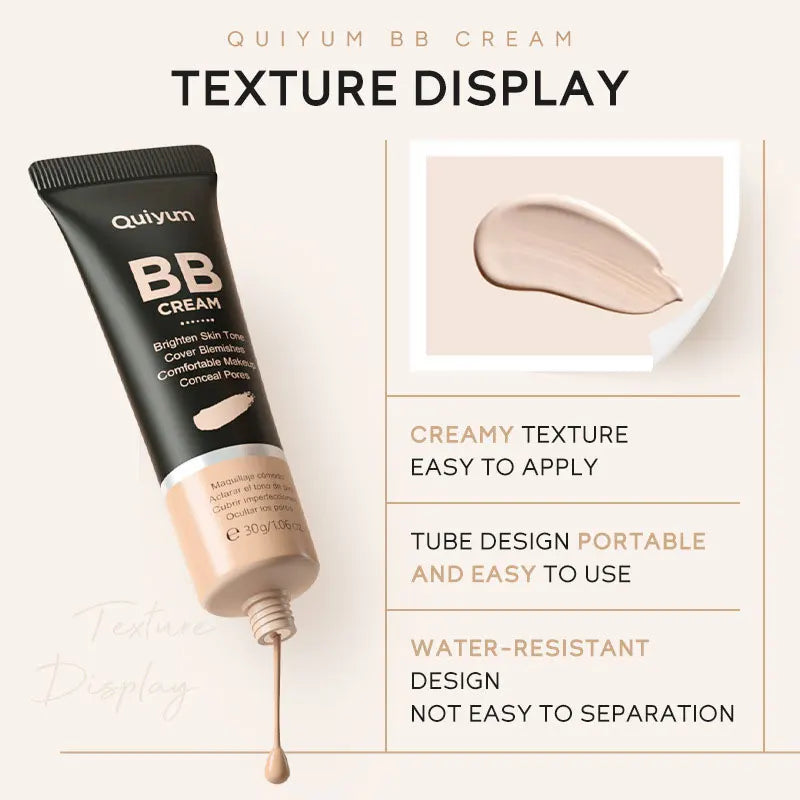 High Coverage BB Cream Foundation – Waterproof Long-Lasting Concealer & Brightening Face Primer for Natural Contour Makeup Base