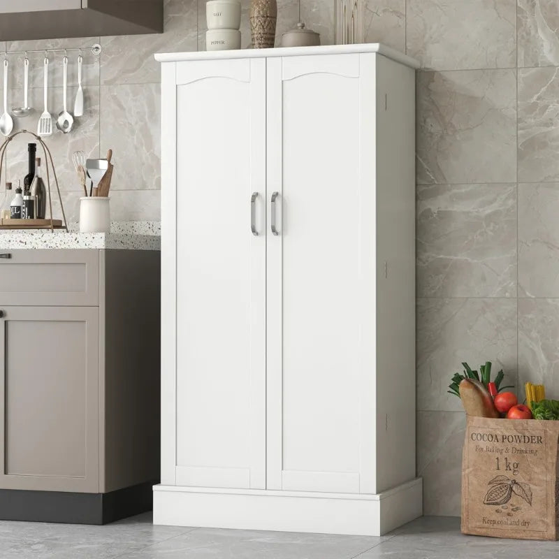Freestanding Pantry Cabinet - Adjustable Shelf Storage Cupboard for Kitchen & Dining Room