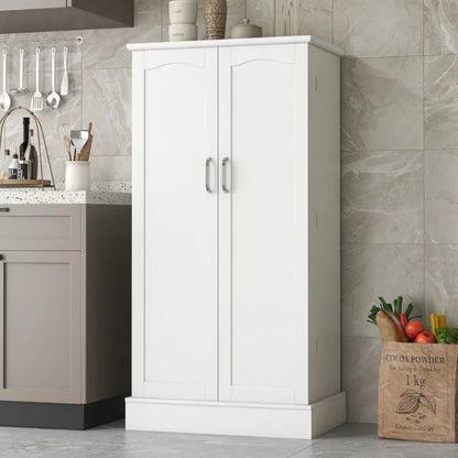 Freestanding Pantry Cabinet - Adjustable Shelf Storage Cupboard for Kitchen & Dining Room
