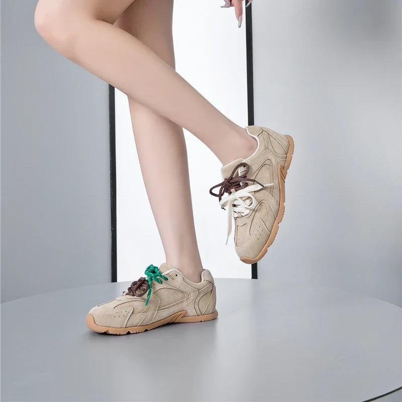 AIYUQI Women’s Sneakers 2025 — Non-Slip Leather Running & Training Shoes, Flat Large-Size Sports Shoes