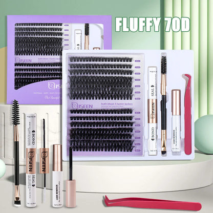 DIY Lash Extension Kit – Mixed Style Lash Clusters with Bond & Seal, Remover, Tweezers & Brush for Natural Volume & Salon-Style Eyelash Extensions