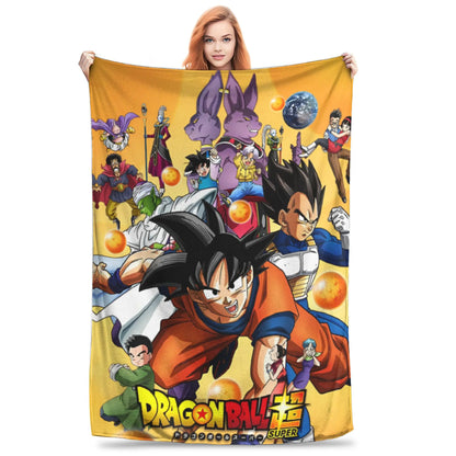 Dragon Ball Z Anime Blanket – Goku Flannel Throw for Bed & Sofa, Warm Cozy DBZ Blanket for Spring & Autumn