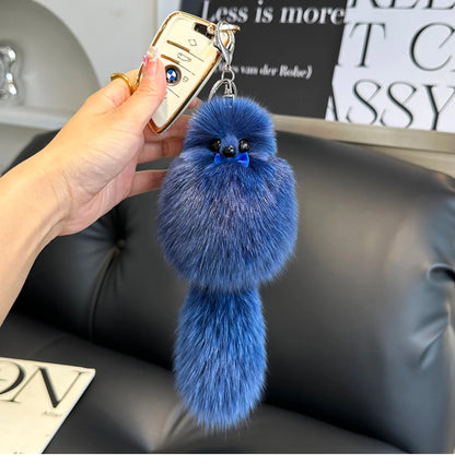 2024 Cute Real Fox Fur Plush Keychain – Pompom Bag Pendant & Car Key Ring Toy for Girls