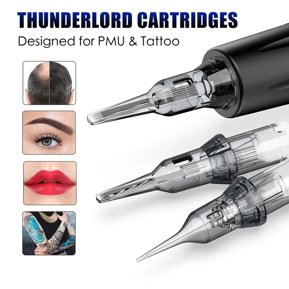 Thunderlord 20PCS 1R Tattoo Needle Cartridges – Round Liner with Membrane System for Permanent Makeup & Universal Machines