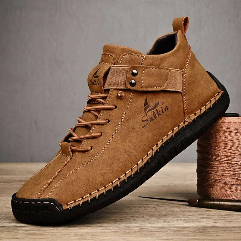 2024 Handmade Leather Casual Men’s Shoes - Breathable Sneakers & Ankle Boots for Outdoor Wear