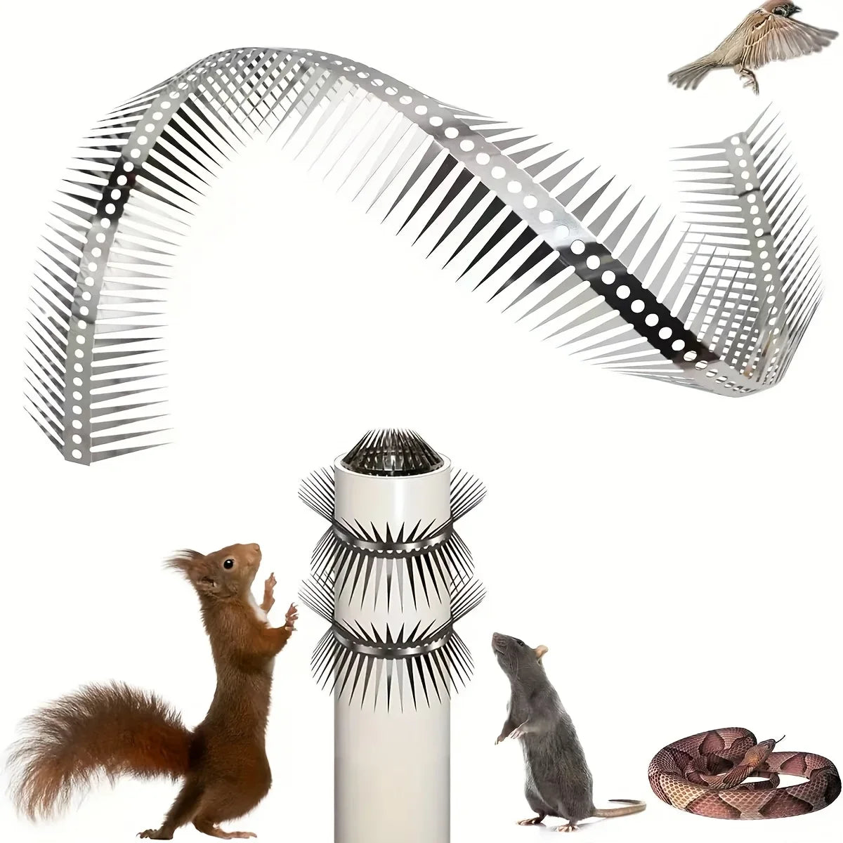 Stainless Steel Bird Spikes 1M – Pigeon, Squirrel & Woodpecker Deterrent for Roof, Fence, Window & Garden Protection