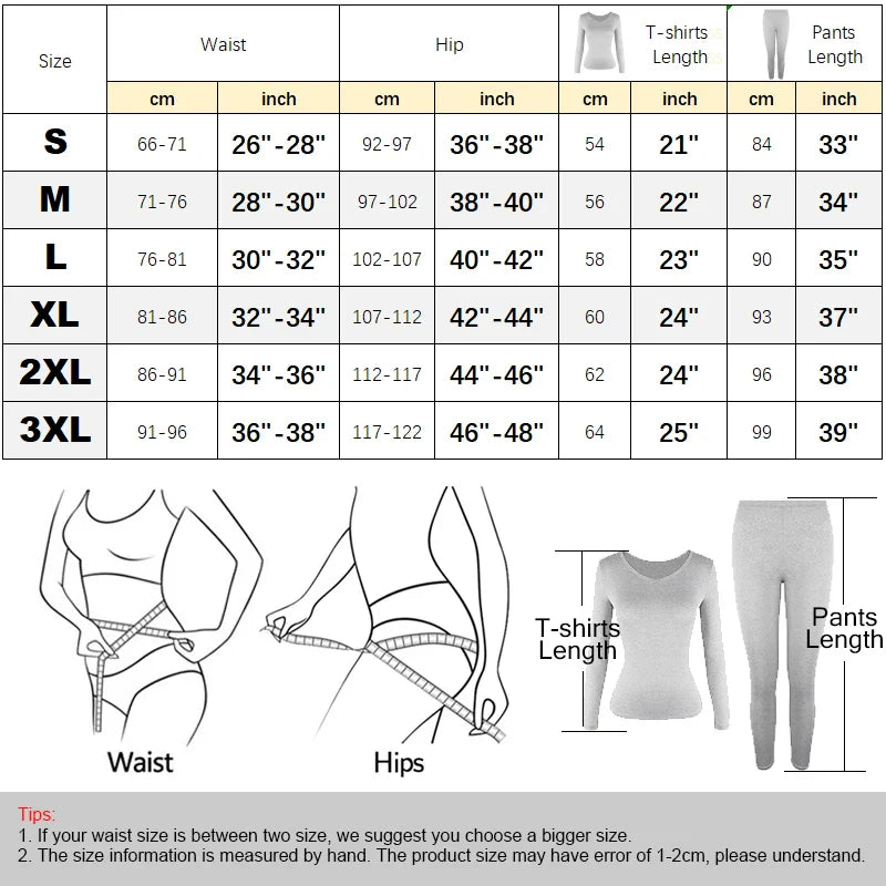 Women's Thermal Underwear Set - Fleece-Lined Long Johns Base Layer Top and Bottom, 2 Piece Set