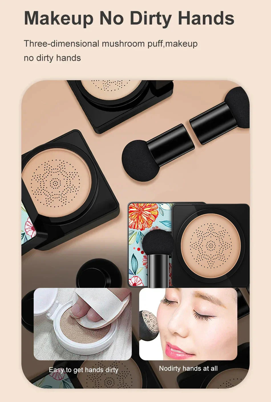 Mushroom Head Air Cushion CC Cream – Natural Moisturizing Foundation, Whitening Concealer & Oil-Control BB Makeup