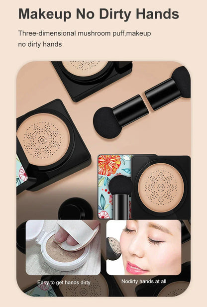 Mushroom Head Air Cushion CC Cream – Natural Moisturizing Foundation, Whitening Concealer & Oil-Control BB Makeup