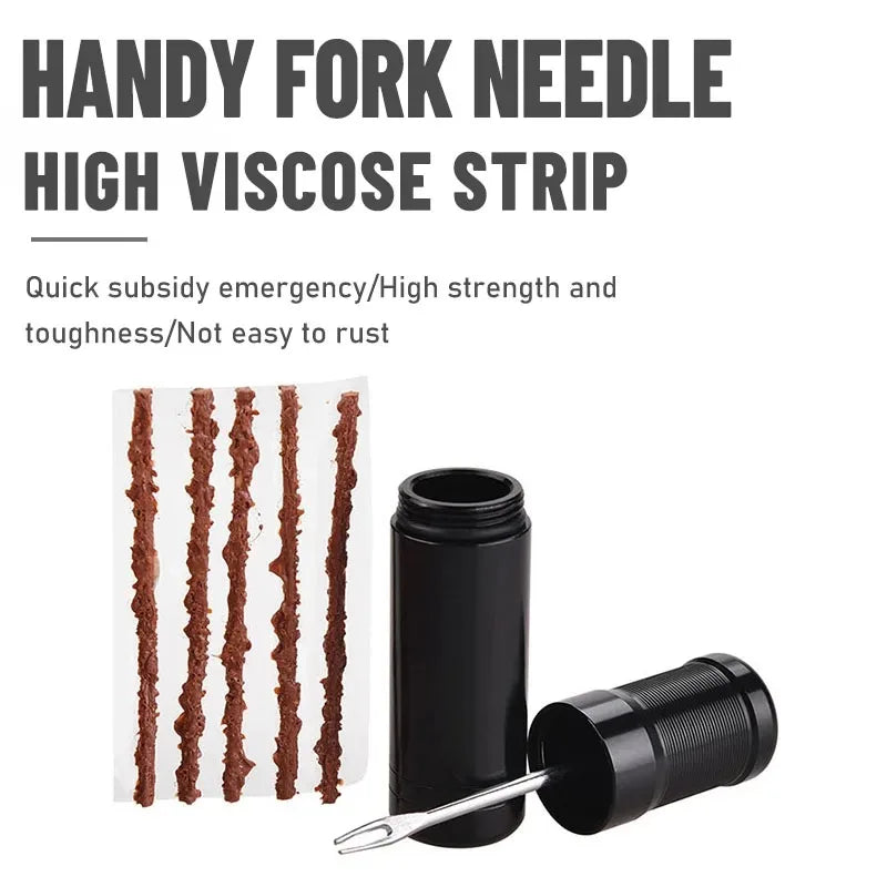 Bike Tubeless Tire Repair Kit — Slug Plug Stopper with Rubber Bacon Strips & Insertion Tool for MTB & Road Bikes