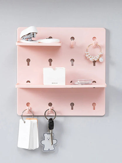 Wall-Mounted Perforation-Free Plastic Shelf – Bathroom & Dormitory Wall Hanging Organizer for Student Bedroom & Headboard